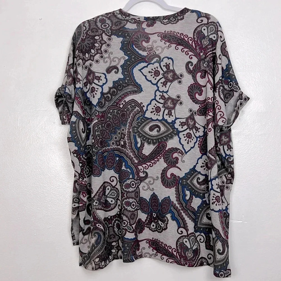 Chico’s Women’s XS/SP V-Neck Drop-Shoulder Paisley Tunic - Picture 2 of 6